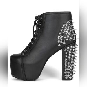 Jeffrey Campbell Lita Spike Black Leather Platform Boots